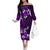 Fiji Masi Family Matching Off Shoulder Long Sleeve Dress and Hawaiian Shirt Fijian Hibiscus Tapa Purple Version LT01 Mom's Dress Purple - Polynesian Pride