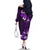 Fiji Masi Family Matching Off Shoulder Long Sleeve Dress and Hawaiian Shirt Fijian Hibiscus Tapa Purple Version LT01 - Polynesian Pride