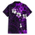 Fiji Masi Family Matching Off Shoulder Short Dress and Hawaiian Shirt Fijian Hibiscus Tapa Purple Version LT01 - Polynesian Pride