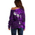 Fiji Masi Off Shoulder Sweater Fijian Hibiscus Tapa Purple Version LT01 - Polynesian Pride