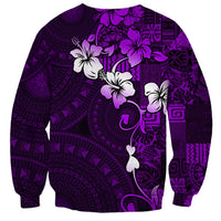 Fiji Masi Sweatshirt Fijian Hibiscus Tapa Purple Version LT01 - Polynesian Pride