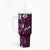 Fiji Masi Tumbler With Handle Fijian Hibiscus Tapa Purple Version