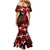 Fiji Masi Family Matching Mermaid Dress and Hawaiian Shirt Fijian Hibiscus Tapa Red Version LT01 - Polynesian Pride