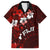 Fiji Masi Family Matching Off Shoulder Long Sleeve Dress and Hawaiian Shirt Fijian Hibiscus Tapa Red Version LT01 Dad's Shirt - Short Sleeve Red - Polynesian Pride