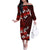 Fiji Masi Family Matching Off Shoulder Long Sleeve Dress and Hawaiian Shirt Fijian Hibiscus Tapa Red Version LT01 Mom's Dress Red - Polynesian Pride