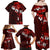 Fiji Masi Family Matching Off Shoulder Maxi Dress and Hawaiian Shirt Fijian Hibiscus Tapa Red Version LT01 - Polynesian Pride