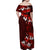 Fiji Masi Family Matching Off Shoulder Maxi Dress and Hawaiian Shirt Fijian Hibiscus Tapa Red Version LT01 - Polynesian Pride