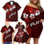 Fiji Masi Family Matching Off Shoulder Short Dress and Hawaiian Shirt Fijian Hibiscus Tapa Red Version LT01 - Polynesian Pride