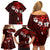 Fiji Masi Family Matching Off Shoulder Short Dress and Hawaiian Shirt Fijian Hibiscus Tapa Red Version LT01 - Polynesian Pride