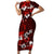 Fiji Masi Family Matching Short Sleeve Bodycon Dress and Hawaiian Shirt Fijian Hibiscus Tapa Red Version LT01 Mom's Dress Red - Polynesian Pride