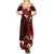 Fiji Masi Family Matching Summer Maxi Dress and Hawaiian Shirt Fijian Hibiscus Tapa Red Version LT01 - Polynesian Pride