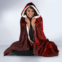 Fiji Masi Hooded Blanket Fijian Hibiscus Tapa Red Version LT01 - Polynesian Pride