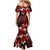 Fiji Masi Mermaid Dress Fijian Hibiscus Tapa Red Version LT01 - Polynesian Pride