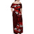 Fiji Masi Off Shoulder Maxi Dress Fijian Hibiscus Tapa Red Version LT01 - Polynesian Pride