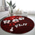 Fiji Masi Round Carpet Fijian Hibiscus Tapa Red Version LT01 - Polynesian Pride