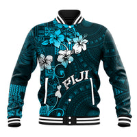 Fiji Masi Baseball Jacket Fijian Hibiscus Tapa Sky Blue Version LT01 Unisex Blue - Polynesian Pride