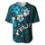 Fiji Masi Baseball Jersey Fijian Hibiscus Tapa Sky Blue Version LT01 Blue - Polynesian Pride