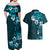 Fiji Masi Couples Matching Off Shoulder Maxi Dress and Hawaiian Shirt Fijian Hibiscus Tapa Sky Blue Version LT01 - Polynesian Pride