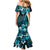 Fiji Masi Family Matching Mermaid Dress and Hawaiian Shirt Fijian Hibiscus Tapa Sky Blue Version LT01 - Polynesian Pride