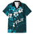 Fiji Masi Family Matching Short Sleeve Bodycon Dress and Hawaiian Shirt Fijian Hibiscus Tapa Sky Blue Version LT01 Dad's Shirt - Short Sleeve Blue - Polynesian Pride