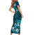 Fiji Masi Family Matching Short Sleeve Bodycon Dress and Hawaiian Shirt Fijian Hibiscus Tapa Sky Blue Version LT01 - Polynesian Pride