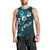 Fiji Masi Men Tank Top Fijian Hibiscus Tapa Sky Blue Version LT01 - Polynesian Pride