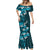 Fiji Masi Mermaid Dress Fijian Hibiscus Tapa Sky Blue Version LT01 - Polynesian Pride