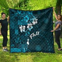 Fiji Masi Quilt Fijian Hibiscus Tapa Sky Blue Version LT01 - Polynesian Pride