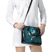 Fiji Masi Shoulder Handbag Fijian Hibiscus Tapa Sky Blue Version LT01 - Polynesian Pride