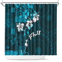 Fiji Masi Shower Curtain Fijian Hibiscus Tapa Sky Blue Version LT01 Blue - Polynesian Pride