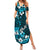 Fiji Masi Summer Maxi Dress Fijian Hibiscus Tapa Sky Blue Version LT01 Women Blue - Polynesian Pride