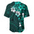 Fiji Masi Baseball Jersey Fijian Hibiscus Tapa Turquoise Version LT01 - Polynesian Pride