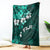 Fiji Masi Blanket Fijian Hibiscus Tapa Turquoise Version LT01 Turquoise - Polynesian Pride