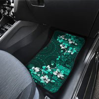 Fiji Masi Car Mats Fijian Hibiscus Tapa Turquoise Version LT01 - Polynesian Pride