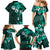 Fiji Masi Family Matching Mermaid Dress and Hawaiian Shirt Fijian Hibiscus Tapa Turquoise Version LT01 - Polynesian Pride