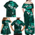 Fiji Masi Family Matching Off Shoulder Maxi Dress and Hawaiian Shirt Fijian Hibiscus Tapa Turquoise Version LT01 - Polynesian Pride