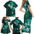 Fiji Masi Family Matching Short Sleeve Bodycon Dress and Hawaiian Shirt Fijian Hibiscus Tapa Turquoise Version LT01 - Polynesian Pride