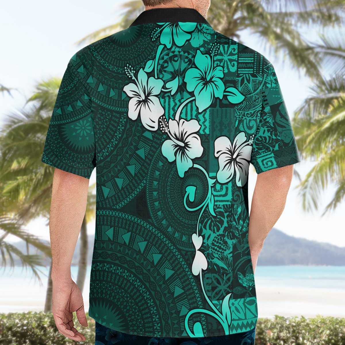 Fiji Masi Hawaiian Shirt Fijian Hibiscus Tapa Turquoise Version LT01 - Polynesian Pride