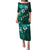 Fiji Masi Puletasi Fijian Hibiscus Tapa Turquoise Version LT01 Long Dress Turquoise - Polynesian Pride