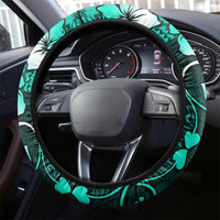 Fiji Masi Steering Wheel Cover Fijian Hibiscus Tapa Turquoise Version LT01 - Polynesian Pride