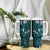 Fiji Masi Tumbler With Handle Fijian Hibiscus Tapa Turquoise Version