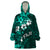 Fiji Masi Wearable Blanket Hoodie Fijian Hibiscus Tapa Turquoise Version LT01 One Size Turquoise - Polynesian Pride