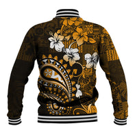 Fiji Masi Paisley With Hibiscus Tapa Baseball Jacket Gold Version LT01 - Polynesian Pride