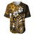 Fiji Masi Paisley With Hibiscus Tapa Baseball Jersey Gold Version LT01 Gold - Polynesian Pride