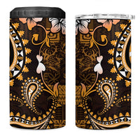 Fiji Masi Paisley With Hibiscus Tapa 4 in 1 Can Cooler Tumbler Gold Version LT01 One Size: 16 oz Gold - Polynesian Pride