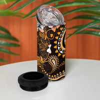Fiji Masi Paisley With Hibiscus Tapa 4 in 1 Can Cooler Tumbler Gold Version LT01 - Polynesian Pride
