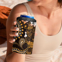 Fiji Masi Paisley With Hibiscus Tapa 4 in 1 Can Cooler Tumbler Gold Version LT01 - Polynesian Pride