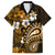 Fiji Masi Paisley With Hibiscus Tapa Family Matching Off Shoulder Maxi Dress and Hawaiian Shirt Gold Version LT01 Dad's Shirt - Short Sleeve Gold - Polynesian Pride