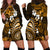 Fiji Masi Paisley With Hibiscus Tapa Hoodie Dress Gold Version LT01 - Polynesian Pride