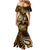 Fiji Masi Paisley With Hibiscus Tapa Mermaid Dress Gold Version LT01 - Polynesian Pride